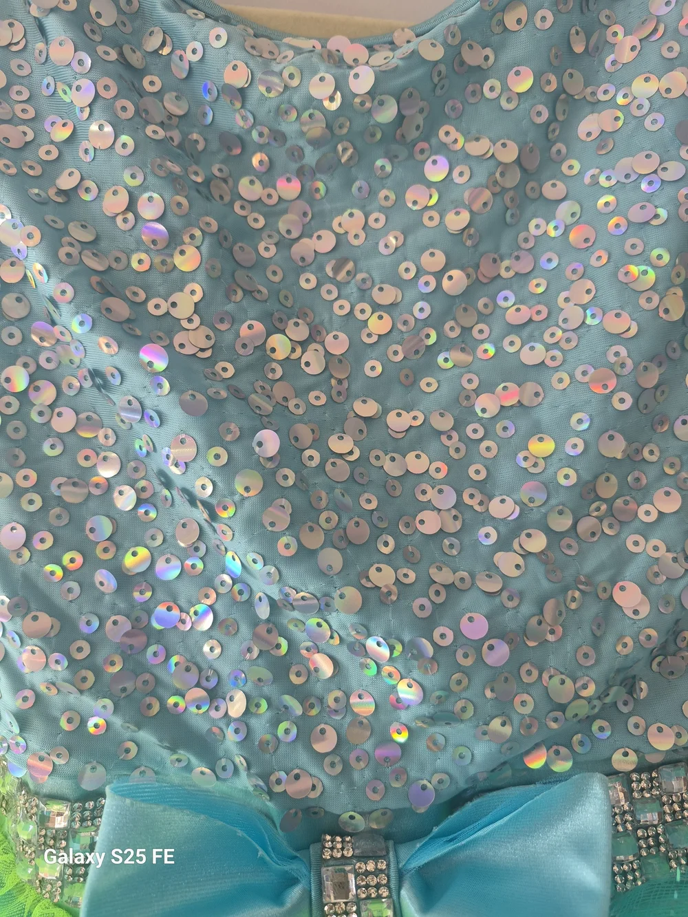 Weissman Aqua and Neon Green Sequin Tutu Dress